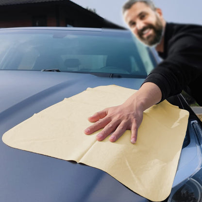 Chamois Leather for Cars 60x40cm Extra Thick Shammy Cloth for Car Drying & Window Cleaning, Natural Soft Leather Towel, Super Absorbent & Reusable for Auto Detailing Interior Exterior