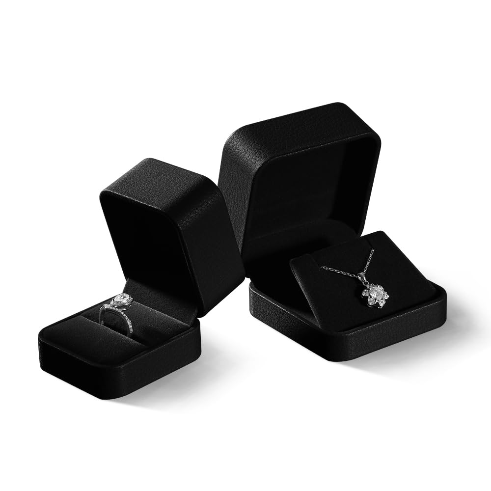 Yinbeini Necklace Jewelry Box, Leather Jewelry Box For Men,Premium Small Gift Boxes,Luxury Jewelry Gift Boxes For Necklaces (Black)