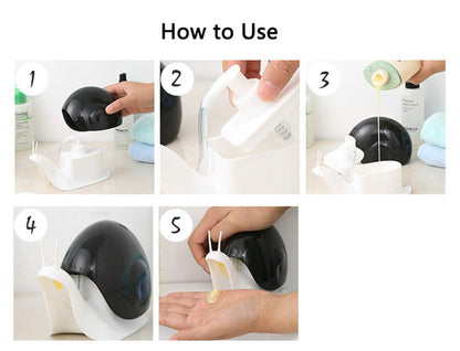 Cute Snail Soap Dispenser for Kitchen Bathroom etc. (120ML) (Black)