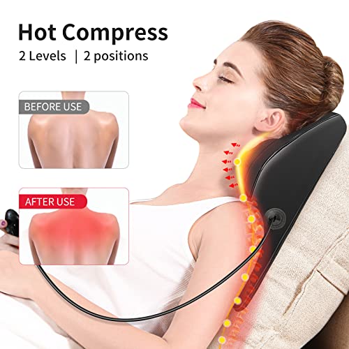 Neck Massager with Heat, 3D Kneading Massage Pillow for Pain Relief, Massagers for Neck and Back, Shoulder, Leg, Gifts for Men Women Mom Dad, Stress Relax at Home Office and Car