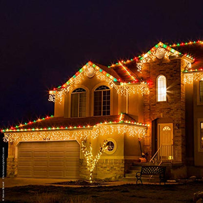 Toodour Christmas Icicle Lights Outdoor, 360 LED 29.5ft 8 Modes Fairy Icicle String Light with 60 Drops, Led Christmas Lights Twinkle for Holiday, Party, Wedding, Eaves, Xmas Decorations (Warm White)