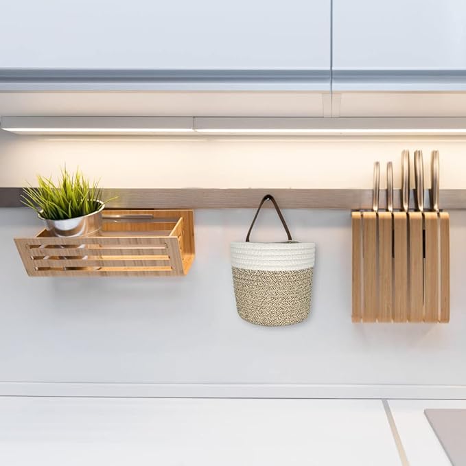 Cotton Rope Hanging Baskets for Organizing 2 Pcs Round Small Wall Basket
