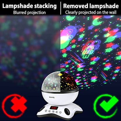 Moredig Baby Projector Night Light, Night Light Kids Projector with 12 Music and Timer, Remote Kids Night Light for Bedroom with 8 Lighting Modes, Gifts for Baby Boy Girls- Black White