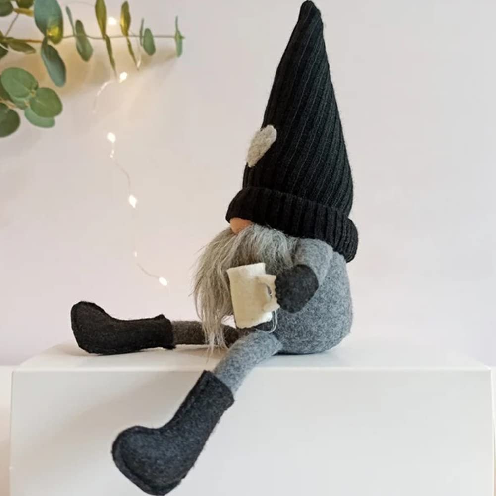 JstDoit 2 Pcs Coffee Gnomes Plush Bar Decor, Handmade Swedish Tomte Gnomes Gifts Farmhouse Scandinavian Figurine Gnome for Home Kitchen Coffee Station Table Shelf Decor