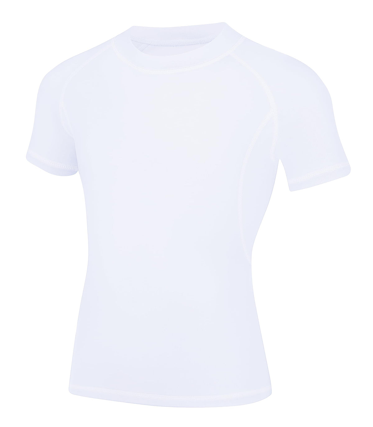 Runceptual Youth Boys Compression Shirt Short Sleeve Kids Quick Dry Base Layer Undershirt Basketball Athletic T-Shirt (US, Alpha, Medium, Regular, White)