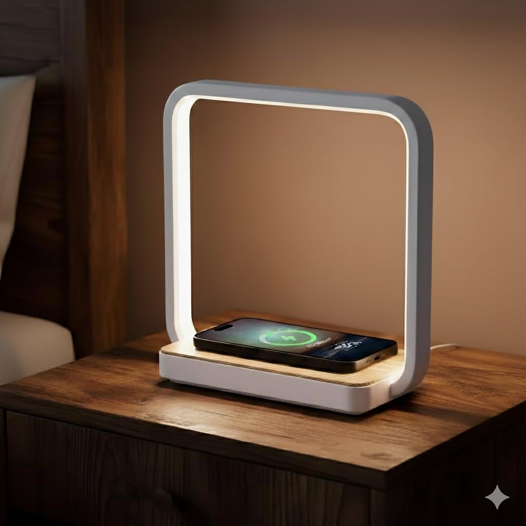 WILIT Bedside Lamp with Qi Wireless Charger, A13 Table lamp 3 Step Dimmable Touch Control Desk Lamp for for Living Room, Bedroom, Kids Room.