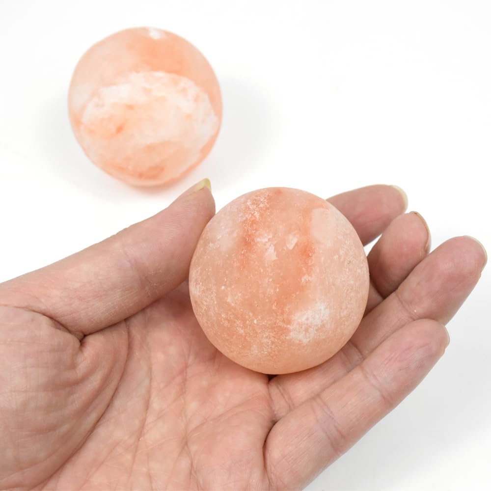 QYLHH 2 Pcs Ball Himalayan Salt Massage Stones Hot Massage Cold Massage Stones Set Warm Rocks Kit for Facial SPA1.97IN