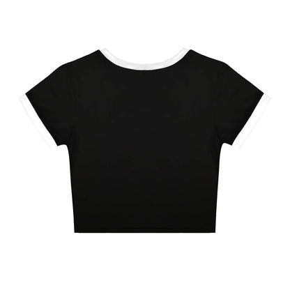 jiazery QZ Women’s Basic Characters Printed Slim Fit Shirts Short Sleeve Crop Tops(The Iceman,L)