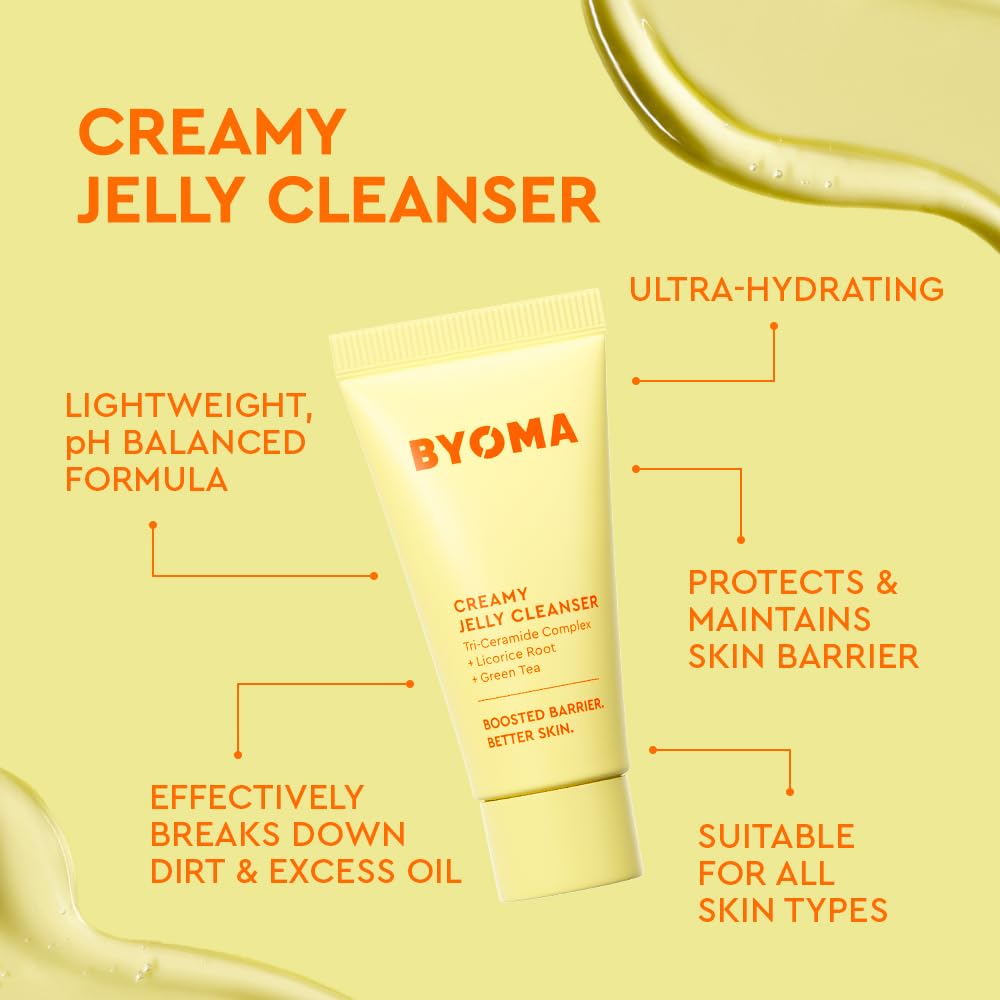 BYOMA So Hydrated Set - Barrier Repair Skincare Set (30ml, 15ml, 15ml) Creamy Jelly Cleanser, Hydrating Face Serum and Ceramide Face Moisturiser for Dry Skin - Anti Wrinkle, Alcohol Free, Vegan