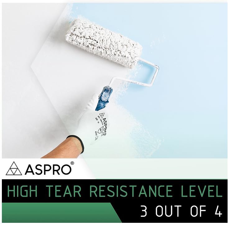30 Pairs - Size XXL(11) - White Nylon PU coated work gloves for builders, gardeners, etc - By ASPRO (30 pairs, XX-LARGE (size 11))