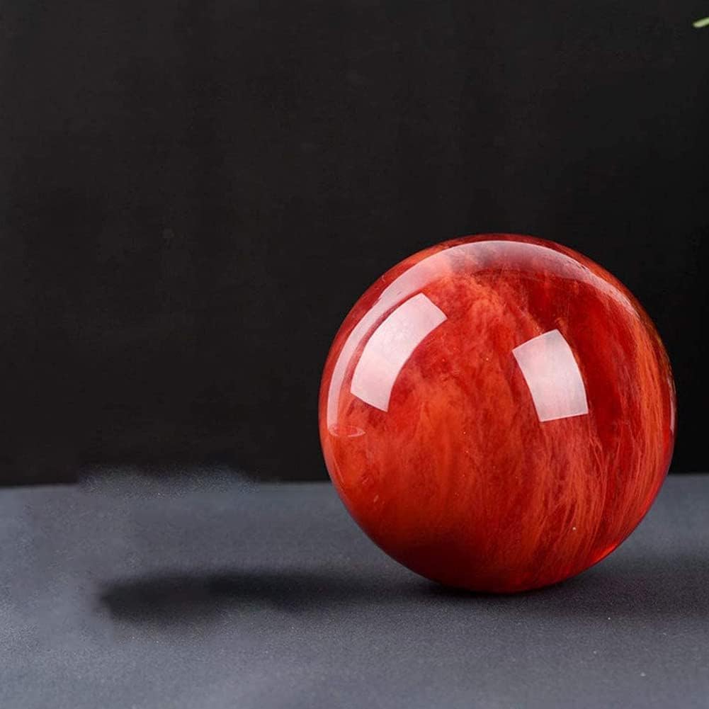 GYKLE 4 Inch Red Crystal Ball with Stand, Large Natural Crystal Ruby Sphere