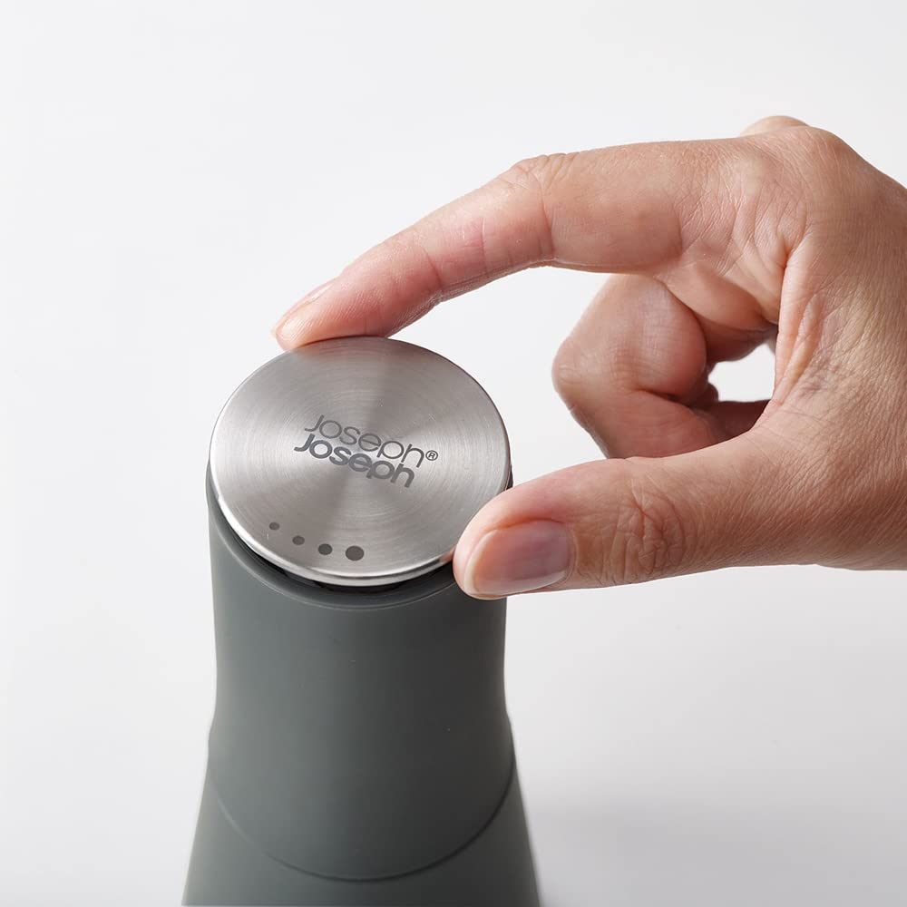 Joseph Joseph Milltop Non-Spill Salt and Pepper Mill Set Refillable with Ceramic Grinding, White/Grey, 24