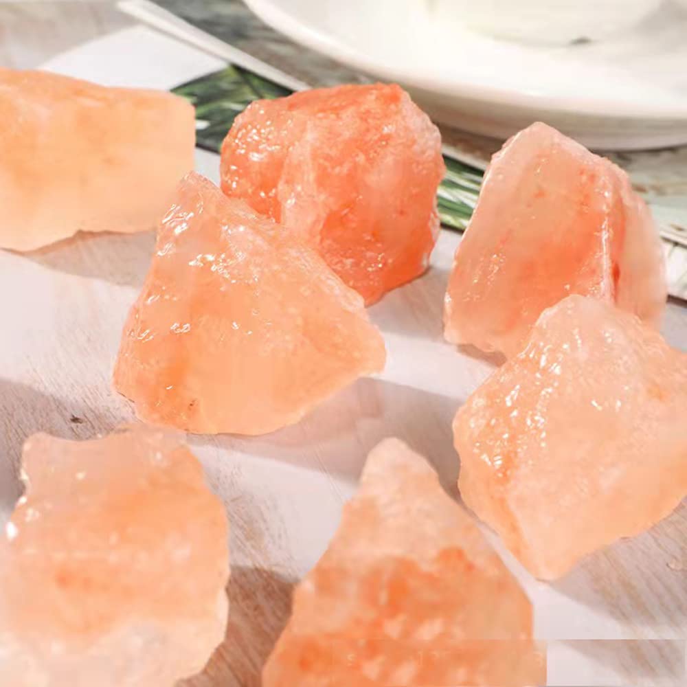 RCSTONE Himalayan Pink Crystal Salt Stones, 1.18 to 1.97 Inches, 0.22 Pounds for Salt Lamp, Bowl, and Decorations M33, Orange