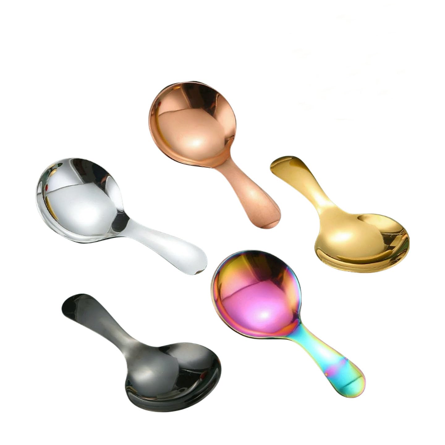 6 Pcs Stainless Steel Mini Spoon Short Handle Small Round Suitable For Dessert, Tea, Coffee, Cake, Sugar, Ice Cream Coffee Tea Spoon. (Silver A)