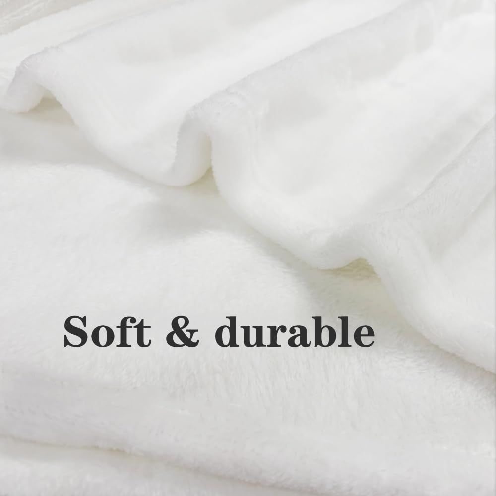 ZHOUSHUTONG White Purple Tulip Butterfly Flannel Throw Blanket, Soft Cozy Warm Plush Floral Blanket for Couch Bed Sofa, Elegant Flower Print Decorative Blanket, Gift for Women Girls 49"x59"
