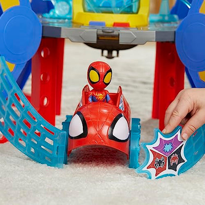 Spidey and His Amazing Friends Web-Spinners Web-Quarters, Kids Playset with Action Figure, Vehicle, and Accessories, Marvel Super Hero Toys, Ages 3 and Up