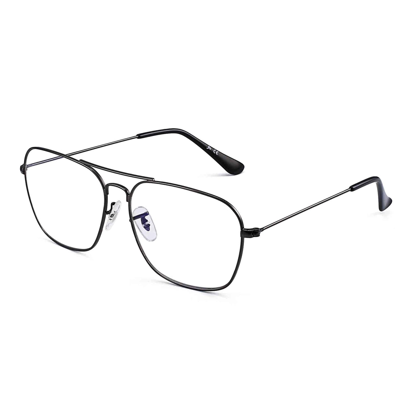 JM Blue Light Blocking Computer Glasses, Square Eye Protect Video Eyeglasses Anti Glare Men Women (Gunmetal Frame Black Temple Tips)
