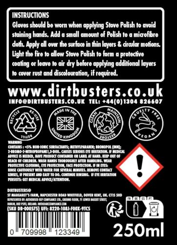 Dirtbusters Stove Cleaning Care Kit, With Exterior Spray, Glass Cleaner Paste & Stove Polish, Clean, Protect & Restore Log Burners & Grates