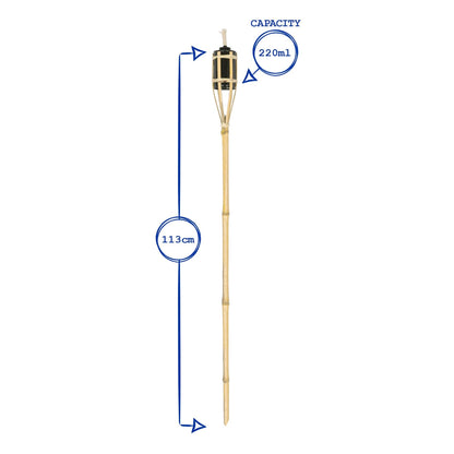 Harbour Housewares 6X Natural 113cm Bamboo Garden Fire Torches - Outdoor Paraffin Lamp Oil Burner Tiki Candle Flame Lantern Stake Light