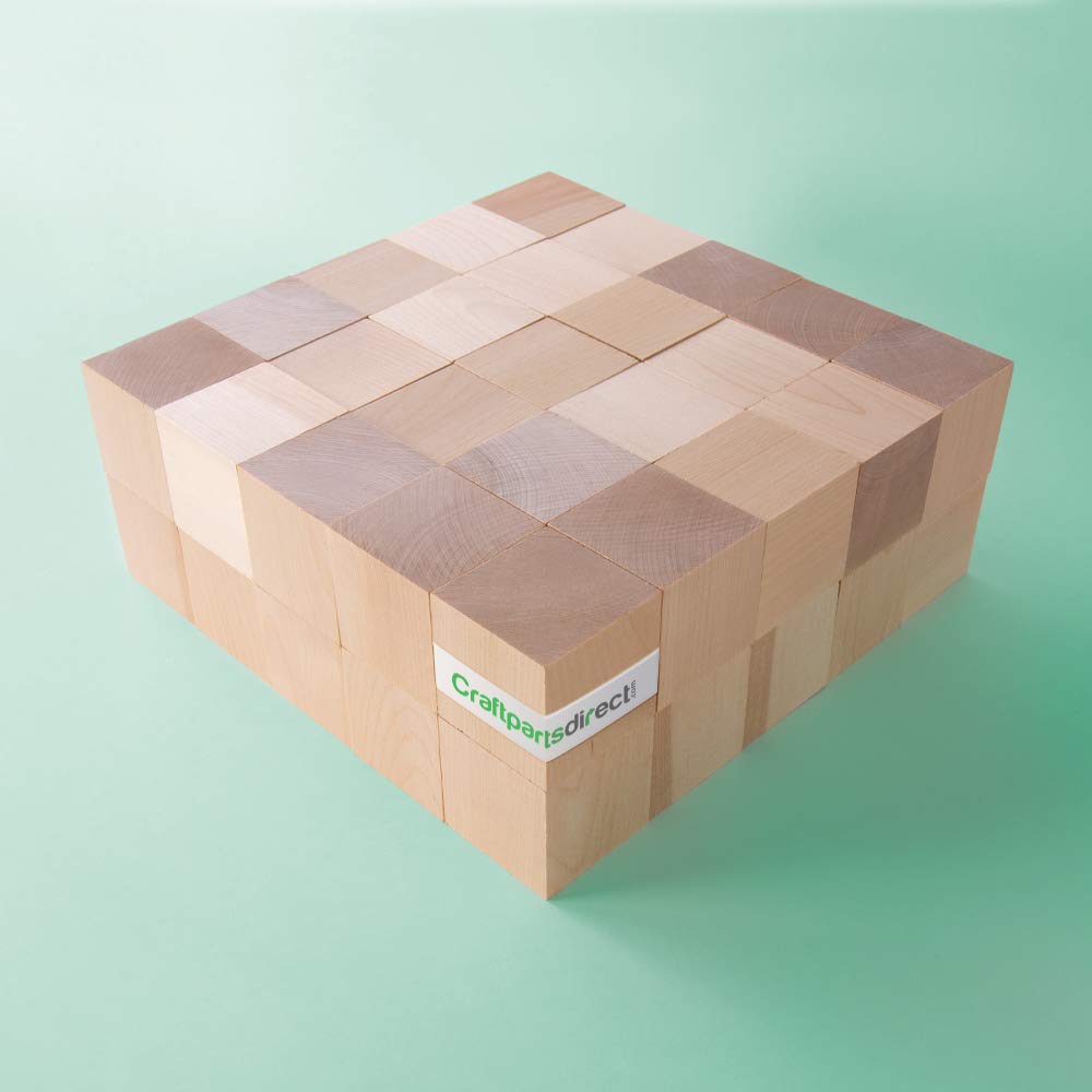 1.5 inch Wood Blocks - Natural Unfinished Craft Wooden Cubes -by CraftpartsDirect - 10 Pack