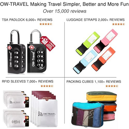 OW-Travel Packing Cubes for Suitcases (5Pcs Blue) 4 Large Suitcase Organiser Bags and Zipper Organiser for Travel Accessories. Luggage Organisers Packing Bags for Suitcases and Backpacks
