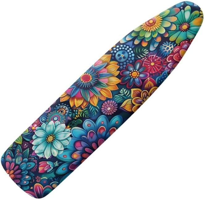 Hippie Flower Ironing Board Cover Colorful Lotus Daisy Flowers Stretchy Ironing