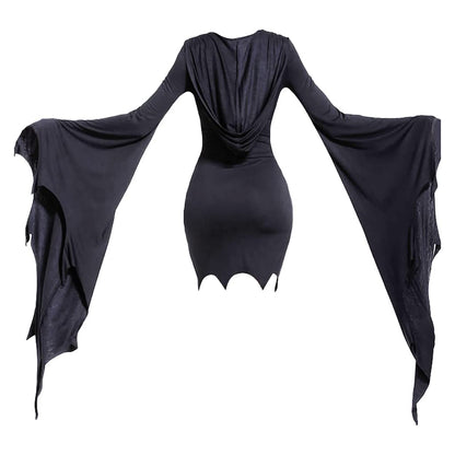Mingyuezai Women Scream Costume Ghostface Costume Bat Sleeve Robe Dress(BlackBat,S)