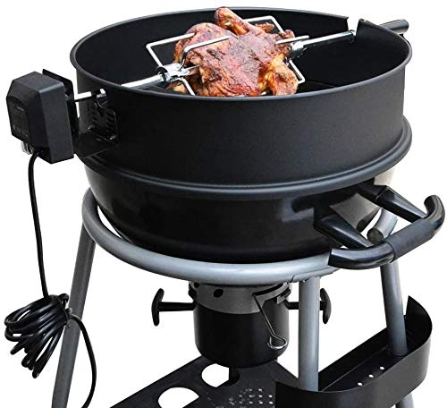 Onlyfire BRK-6025 Enamelled Rotisserie Ring Kit Fits Weber 57CM Charcoal Kettle Grill with Electric Motor for UK fits Most Others 57 CM Kettle BBQ
