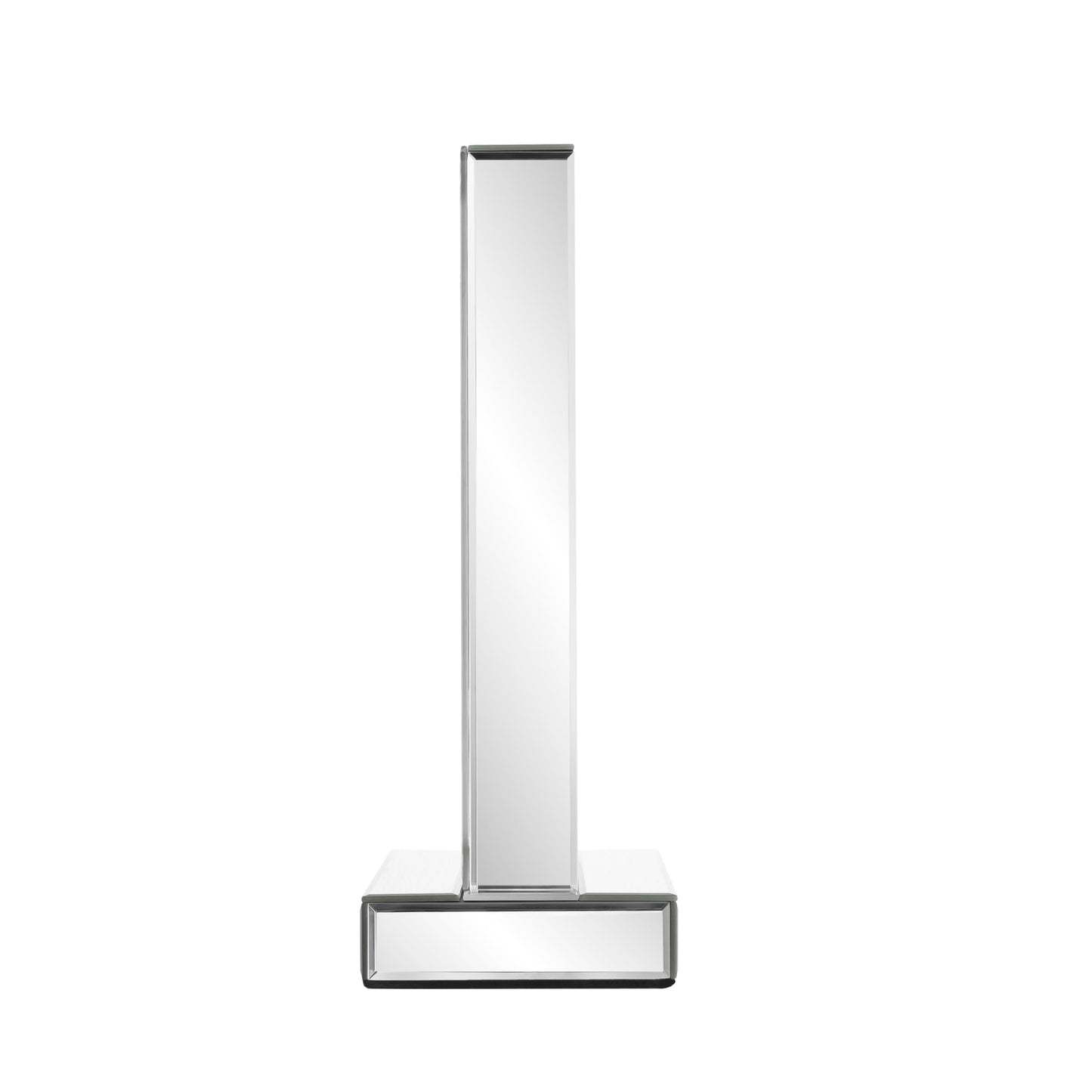 SHYFOY Mirrored Desk Clock with Crushed Diamond Inlay, 13" Decorative Table Clock, Silver Beveled Glass Mantel Clock, Non-Ticking Roman Numeral Tabletop Clock for Living Room Office Shelf Decor