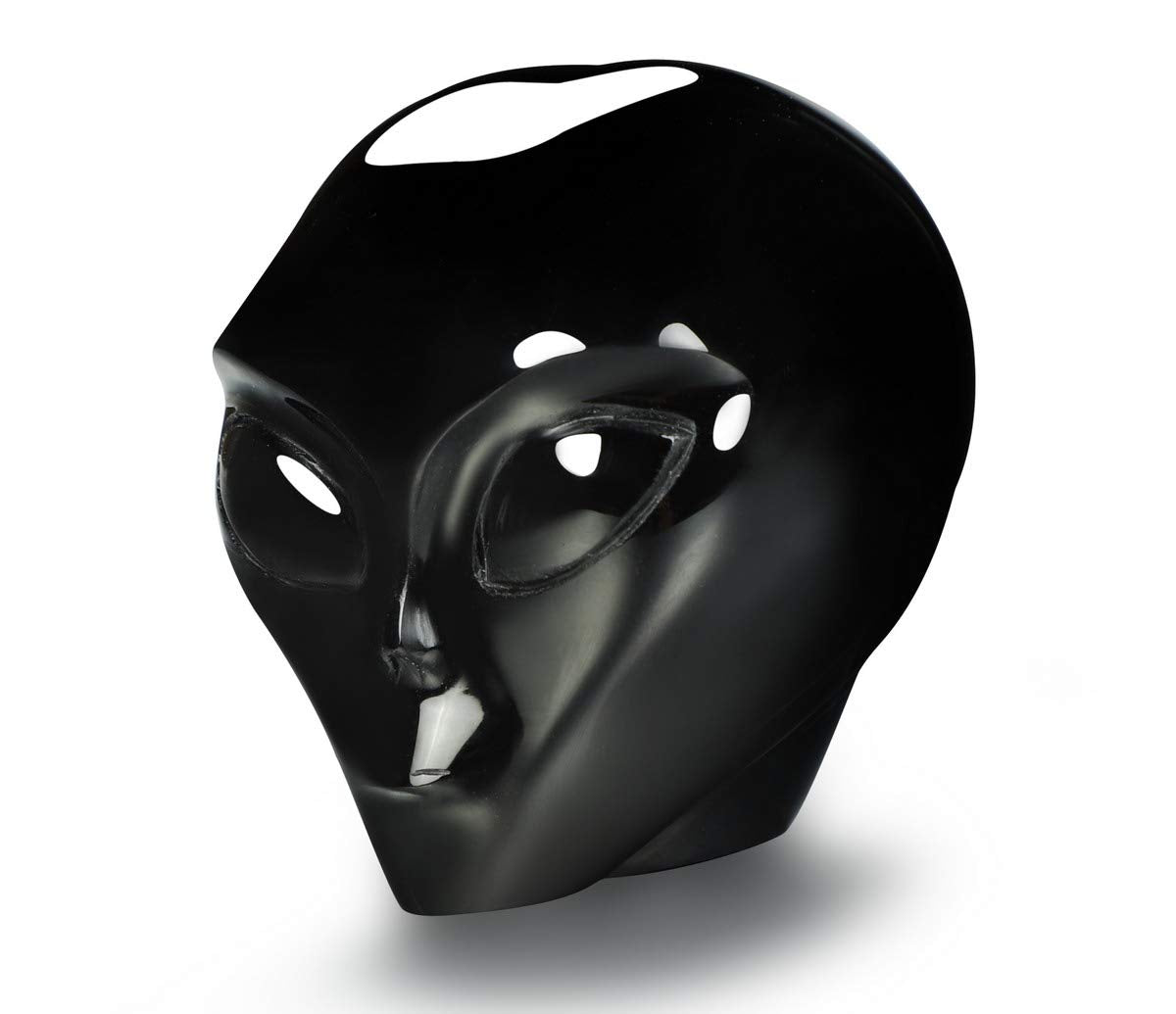 Skullis 2.0" Black Obsidian Crystal Alien Skull, Hand Carved Gemstone Fine Art Sculpture, Reiki Healing Stone Statue.S1144.