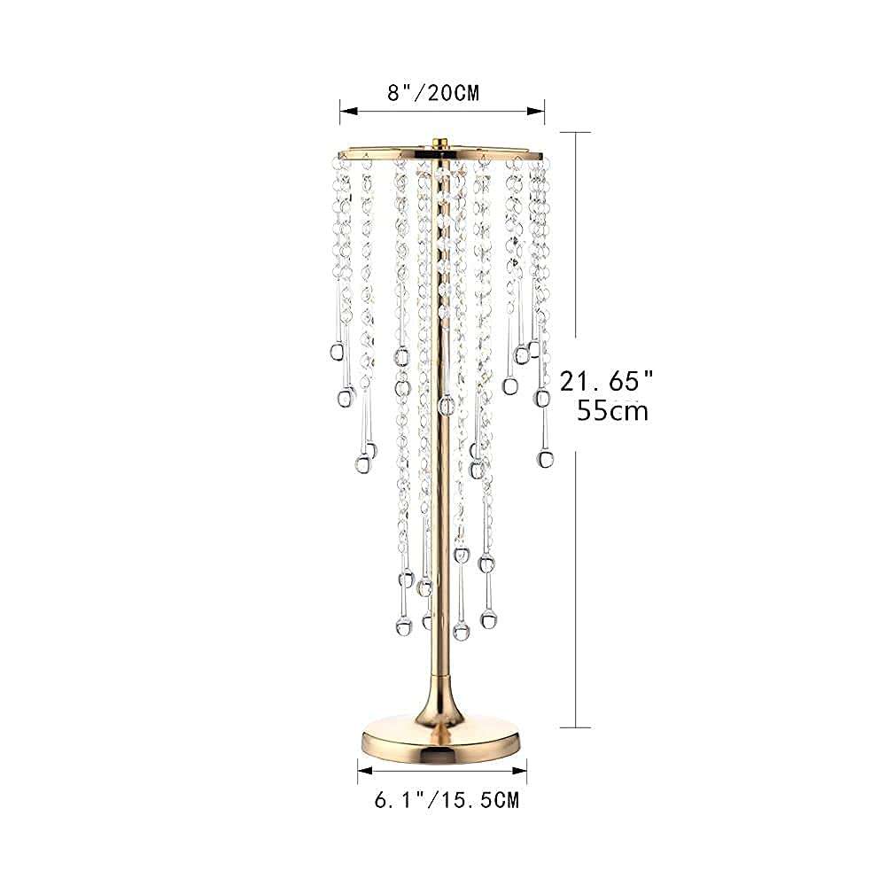 21.7in Tall Gold Vases for Table Centerpieces - 2pcs of Metal Flower Stands with Sparkling Crystal Beads, Elegant Flower Vases for Anniversary Birthday Party Christmas Event Wedding Home Decor