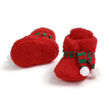 Ohwawadi Baby Christmas Booties Slippers Infant Boys Girls Cartoon Warm Shoes Soft Newborn Crib Footwear Sock Shoes First Walkers