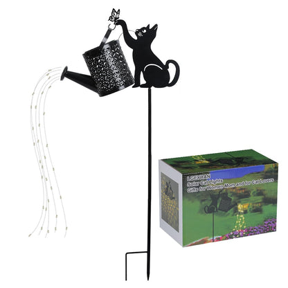 LGEYHAN Black Cat Gifts - Solar Cat Garden Statue,Black Metal Garden Decor,Yard Decor Stakes with Lantern, Gifts for Women Mom and Grandma or for Cat Lovers