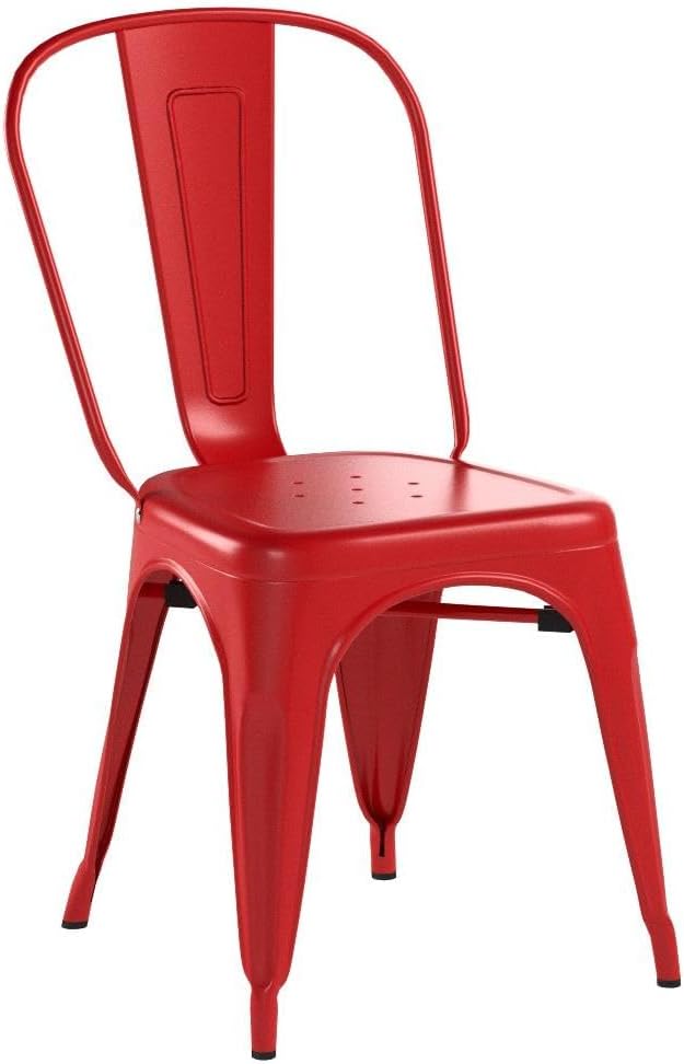 FDW Metal Dining Chairs Set of 4 Indoor Outdoor Chairs Patio Chairs Kitchen Metal Chairs 18 Inch Seat Height Restaurant Stackable Chair Tolix Side 330LBS Weight Capacity