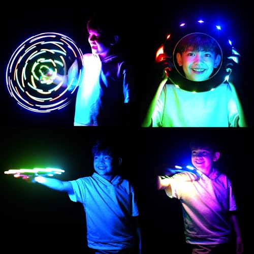 TOSY Flying Ring - 12 LEDs, Super Bright, Lost Mode, Auto Light Up, Camping Essentials for Kids/Teens/Boy/Girl, Safe & Soft, Waterproof, Pool/Beach Games, Lightweight Toy (Blue)