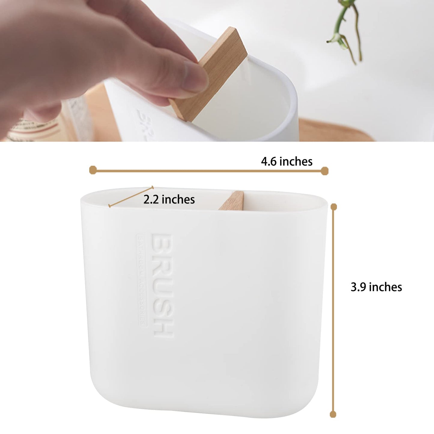 Toothbrush Holders Bamboo Electric Toothbrush Holder Bathroom Storage Organizer Countertop for Toothpaste, Floss, Razor, 2 Pack White