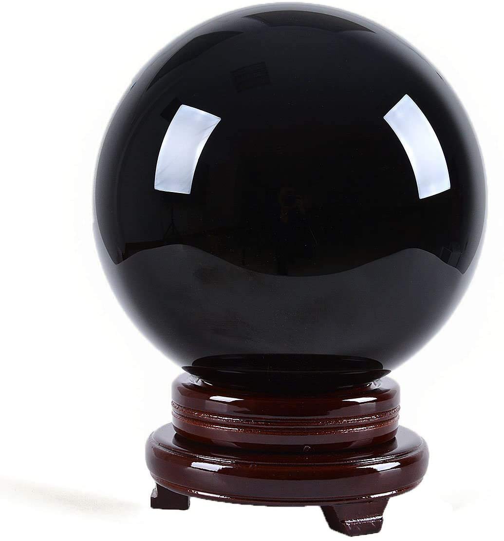 LONGWIN 200mm (8 inch) Big Divination Black Crystal Ball Fengshui Sphere Home Decorations Meditation Ornaments