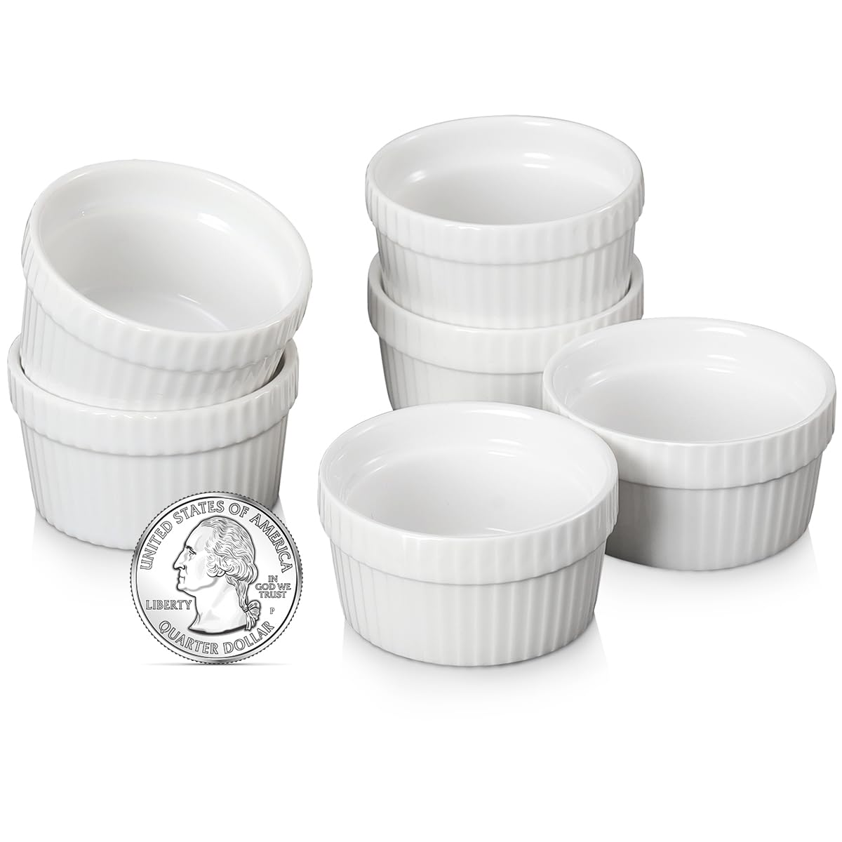 1.5 oz Mini Ramekins Set of 6, Vidalenta Tiny Dipping Sauce Cups, Ramekin Dip Bowl Porcelain Souffle Dish, Small Ramekins Dessert Cups Small Bowls for Charcuterie Board, Microwave & Oven Safe, White