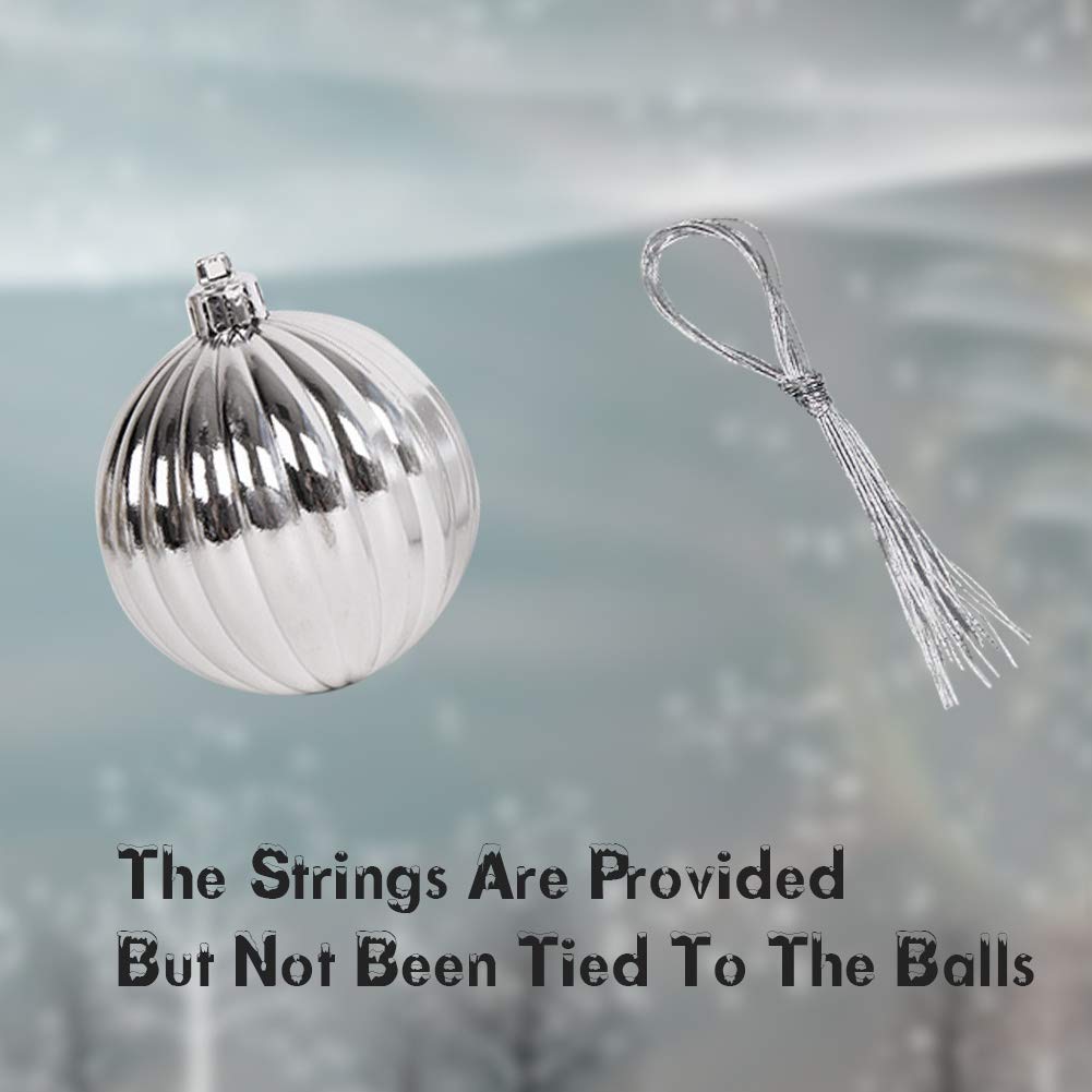 Lulu Home Christmas Ball Ornaments, 34 Ct 1.57" Pre-Strung Hanging Ornament Decorations, Xmas Shatterproof Plastic Balls for Holiday Party Wreath Garlands Trees, Silver