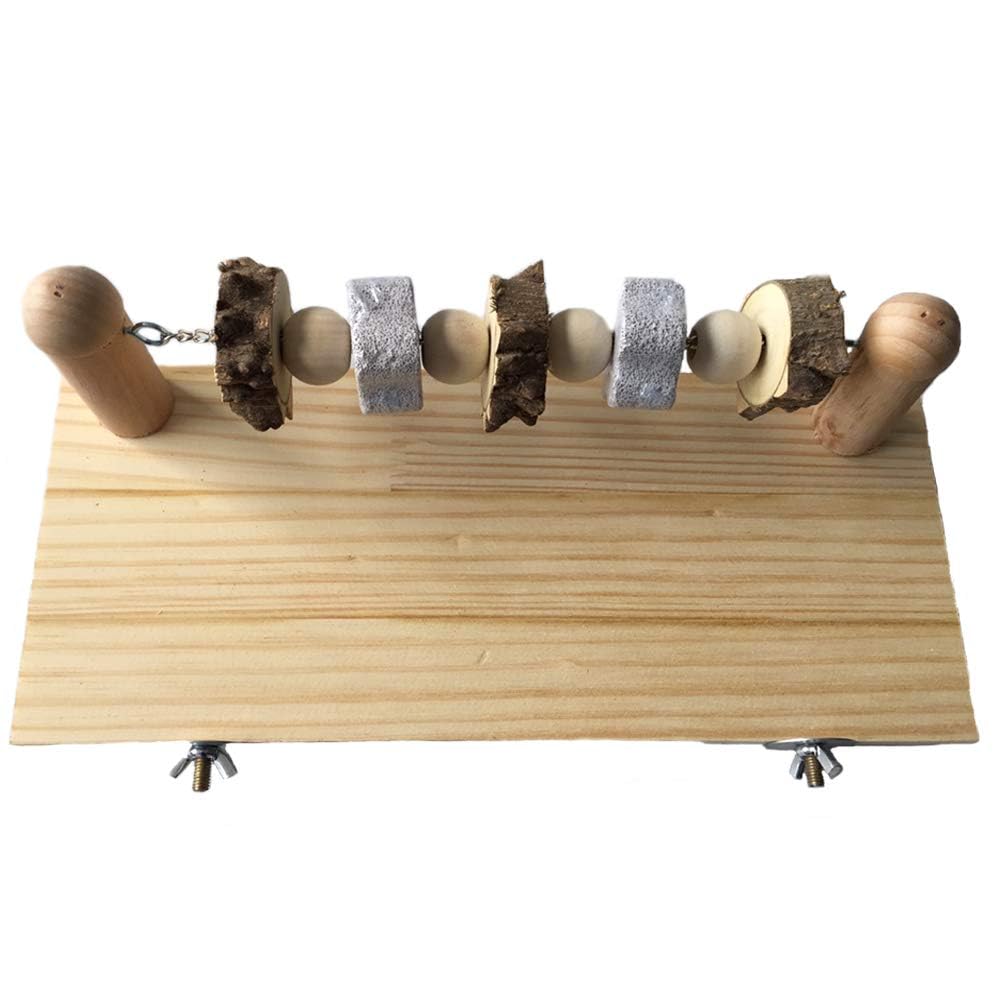 kathson Hamster Wood ledges Platform, Wooden Chinchilla Ledges Platform with Lava Ledge Blocks Chew Toys Pet Cage Resting Wooden Shelf Chinchilla Cage Accessories for Hamster Guinea-Pigs Mouse