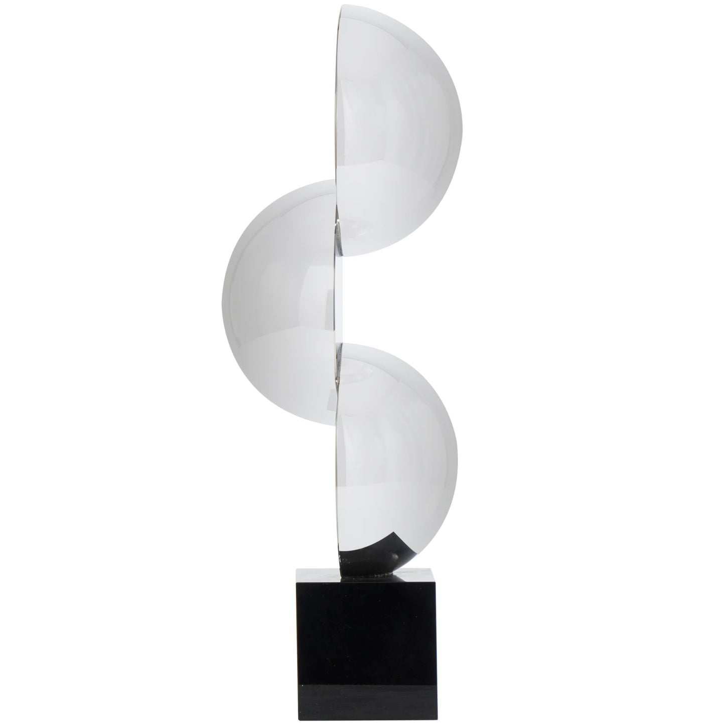 Deco 79 Crystal Geometric Decorative Sculpture Quartered Stacked Orbs Home Decor Statue with Square Black Base, Accent Figurine 5" x 4" x 16", Dark Gray