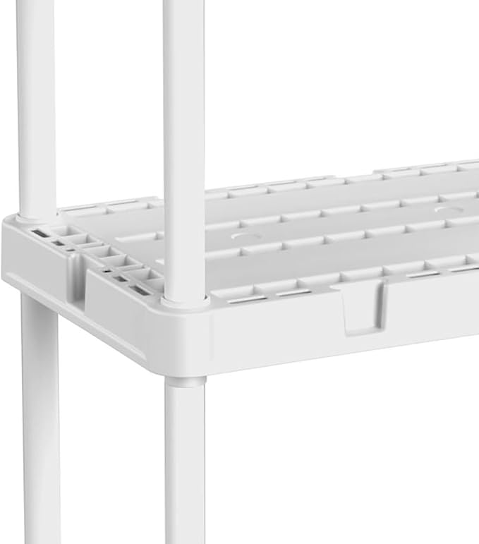 Gracious Living 2 Pack Light Duty Storage Shelves, Knect-A-Shelf 3-Shelf Ventilated Shelving Rack Organizer for Home, Garage, Basement, Laundry, White