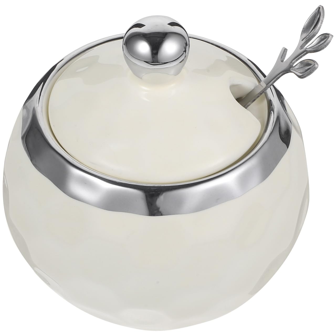 Kichvoe Porcelain Seasoning Jar with Lid and Spoon 3.74 Inch Ceramic Sugar Container Multifunctional Condiment Holder for Kitchen and Dining