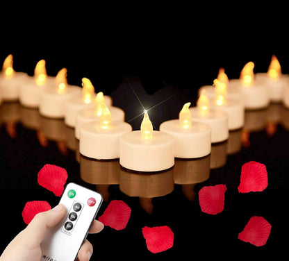 Hanzim Tea Light Candles with Remote Control,Flickering Flameless LED Candle,Long Lasting 400+Hours,Battery Operated with Timer for Home Decoration Seasonal &Festival Celebration WarmYellow (24pcs)