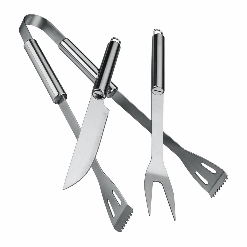 QMQ Utensil BBQ Barbecue Tool Set 5 Pieces Stainless Steel Grill Accessories with Carry Case – Complete Tool Kit with Tongs Spatula Meat Fork and Basting Brush