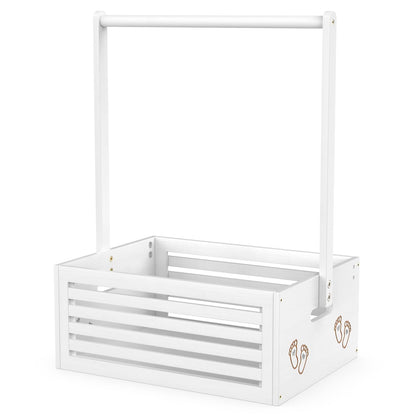 BAMBOOHOMIE Baby Shower Crate Closet, Baby Baskets with Hangers Handle, Baby Crate Box for Baby Shower, Welcome Gift Basket for Newborn Baby, Pregnancy Gift for New Parents (White, Large Size)