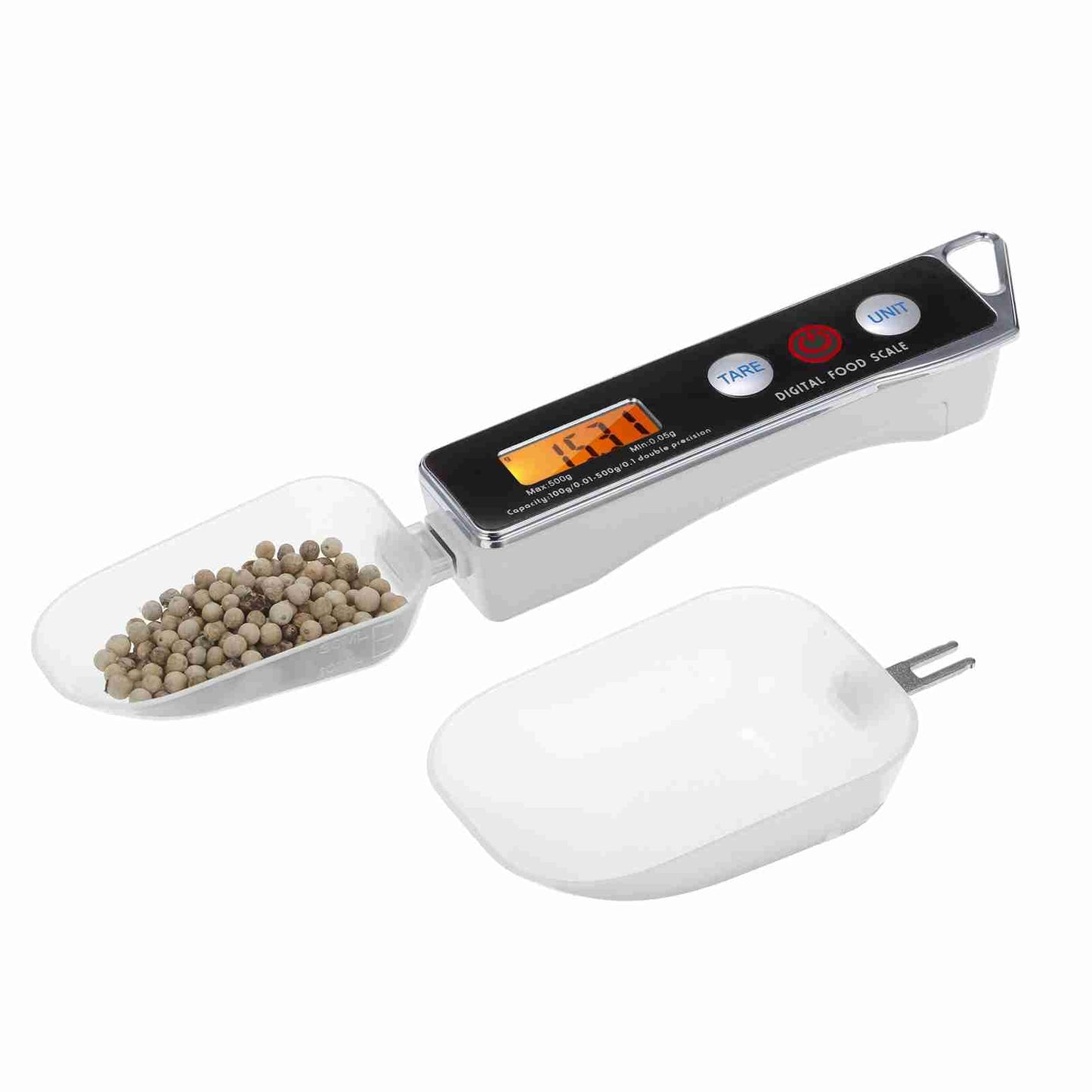Digital Spoon Scale Electronic Measuring Spoon Scale with LCD Display, Electronic Measuring Spoon Scale Food Tare Function Capacity 0.05g to 500g g Kitchen Food Weighing Spoon Scale (Black)