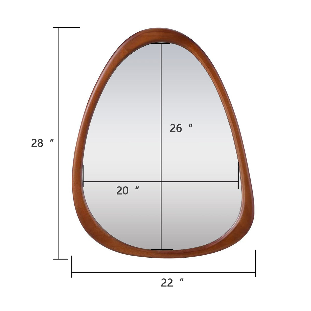 COOL2DAY 28"x 22" Irregular Wood Wall Frame Mirror, Asymmetrical Abstract Decorative Mirror for Living Room, Bedroom, Entryway, Bathroom
