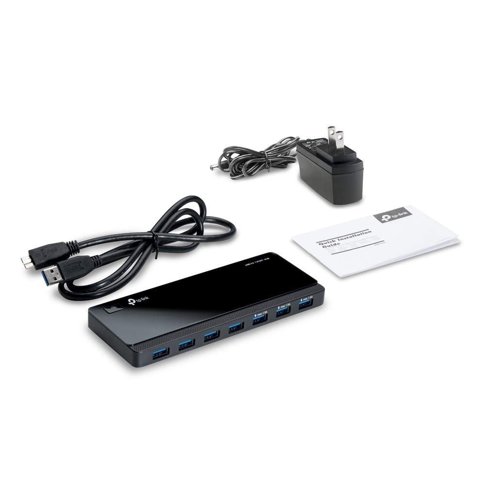 TP-Link UH700 USB Hub, 1.5A Fast Charging 7-Port Docking Station, 10x Data Transfer Speed up to 5Gbps, 12V/2.5A Power Adapter and 1m USB 3.0 Cable, Compatible with Windows, Mac OS X and Linux systems