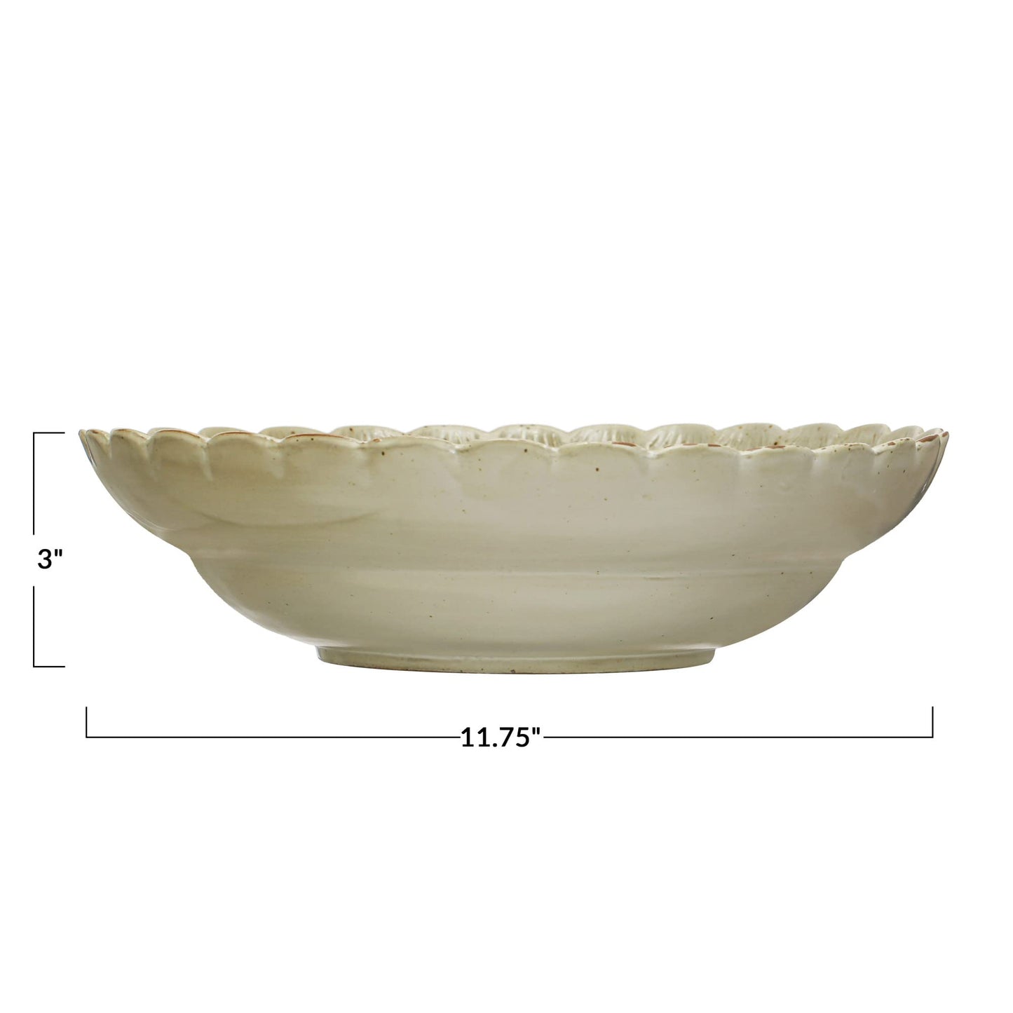 Stoneware Bowl with Scalloped Edge, Ivory